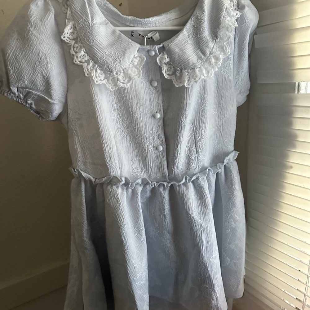 Lace Collar Baby Blue Dress